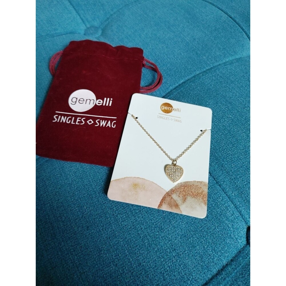 Gemelli Pave Heart Gold Necklace